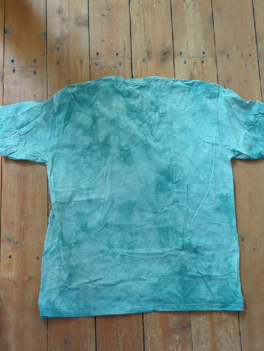 257-The Mountain Teal Tie-dye Kitten Face T-Shirt - Picture 4 of 4